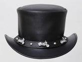 Black Leather Cowboy Top Hat